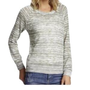 Harlowe & Graham womens large knit green white space dye sweater top cute anthro